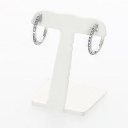 Boucles d'oreilles mini créoles en diamants micro serti  28 diamants montées sur or blanc 18 carats