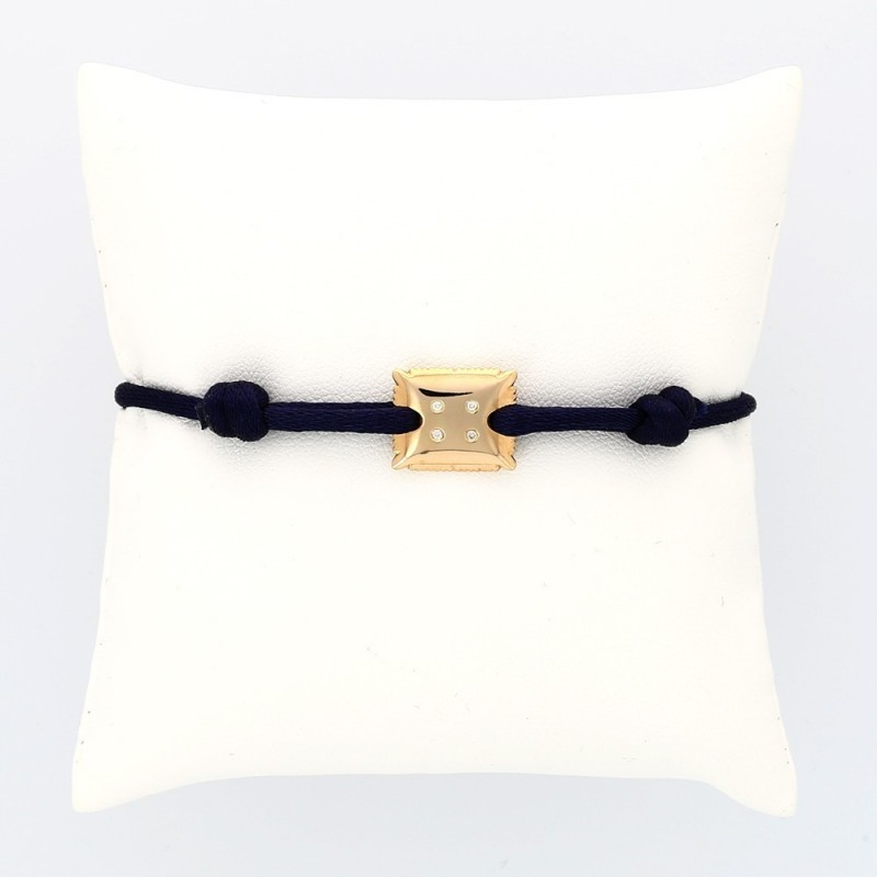 Bracelet enfant biscuit serti de 4 diamants -or 18 carats