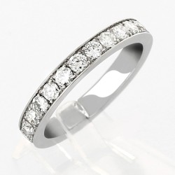 Alliance or et diamants Stéphanie. Demi tour serti grains diamants 0,65 carat-or 18 carats