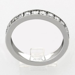 Alliance or et diamants Stéphanie. Demi tour serti grains diamants 0,65 carat-or 18 carats 2