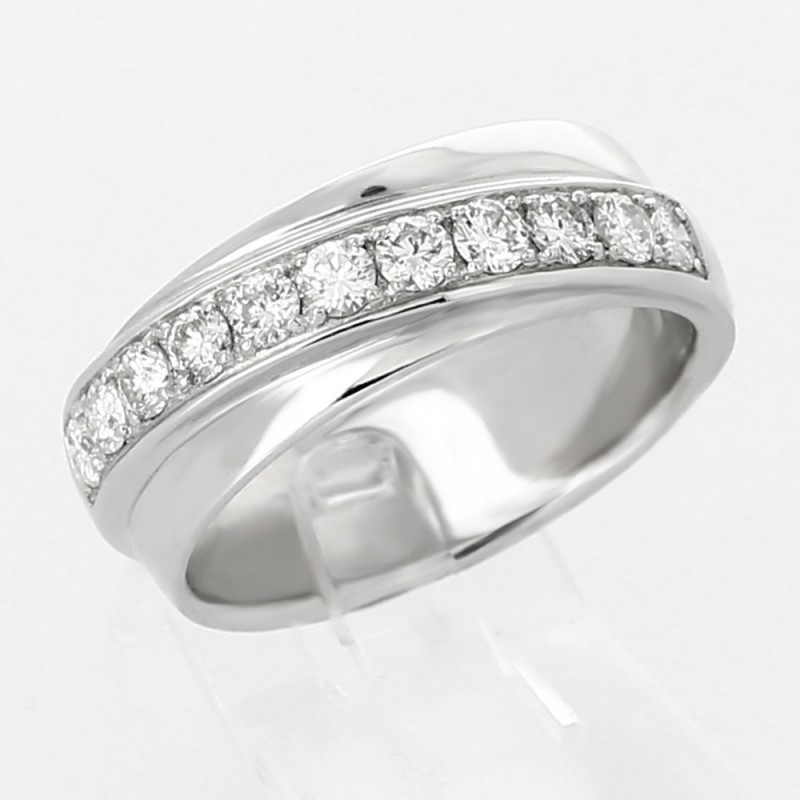 Alliance or et diamant Chantal, anneau croisé serti grains diamants 0,50 carat-or 18 carats