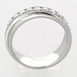 Alliance or et diamant Chantal, anneau croisé serti grains diamants 0,50 carat-or 18 carats 2