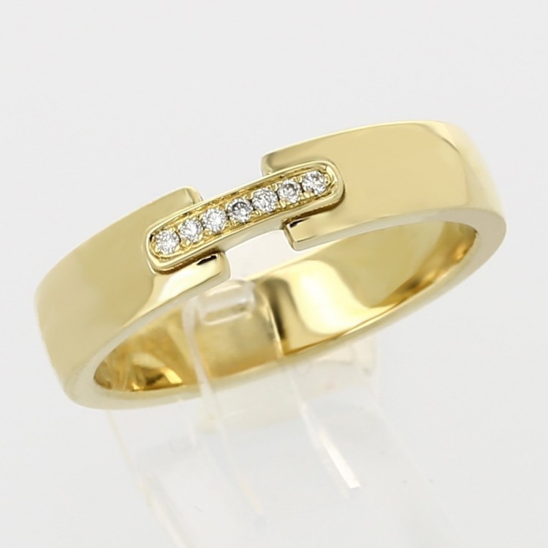 Alliance mariage lien serti grains diamants 0,04 carat-or 18 carats