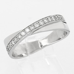 Alliance or et diamants Rachel, croisée demi-tour diamants serti grains - or 18 carats