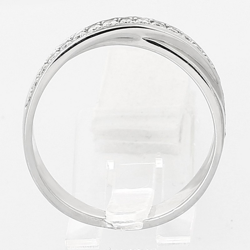 Alliance or et diamants Rachel, croisée demi-tour diamants serti grains - or 18 carats