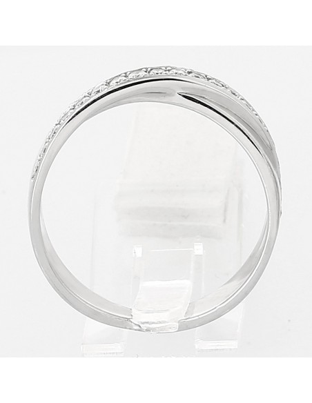 Alliance or et diamants Rachel, croisée demi-tour diamants serti grains - or 18 carats