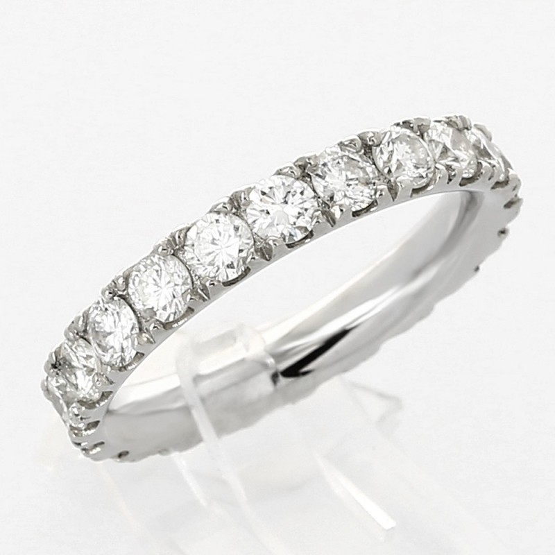 Alliance mariage tour complet serti mini-griffes diamant 1,90ct-or 18 carats