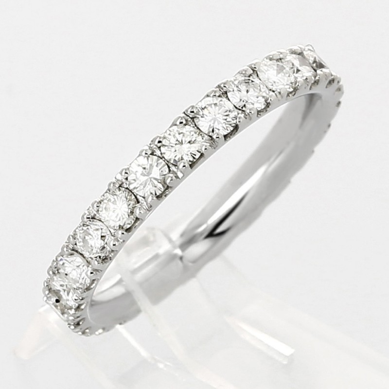 Alliance mariage tour complet serti mini-griffes diamants 1,32 carat-or 18 carats