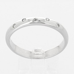 Alliance Femme or et diamants Constellation. Jonc or 18 carats  - 5 diamants - serti masse