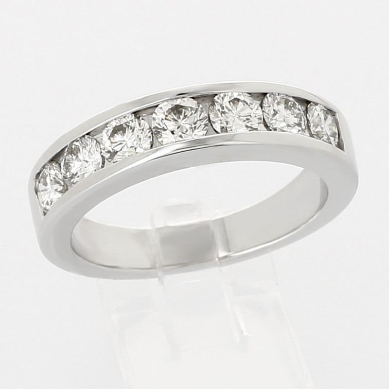 Alliance mariage diamant serti rail-demi tour diamant 1,48ct-or 18 carats