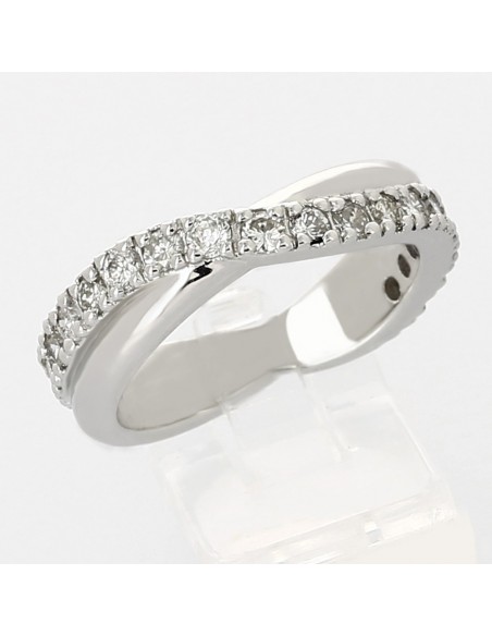 Alliance Femme or et diamants Vague. Tour complet esprit vague serti grains diamants 0,72 carat - or 18carats