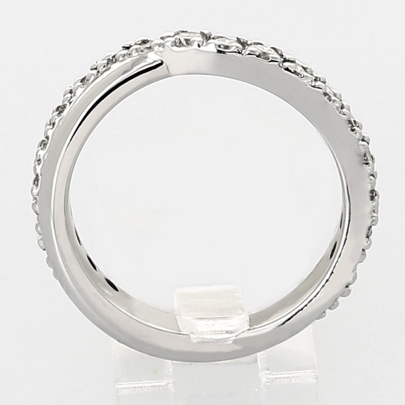 Alliance Femme or et diamants Vague. Tour complet esprit vague serti grains diamants 0,72 carat - or 18carats