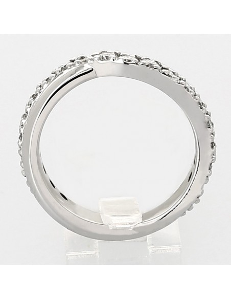 Alliance Femme or et diamants Vague. Tour complet esprit vague serti grains diamants 0,72 carat - or 18carats