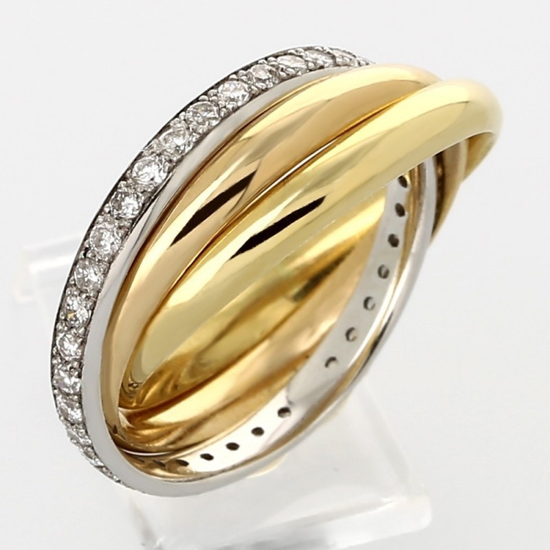 Alliance mariage 3 anneaux diamants 0,66 carat-or 18 carats