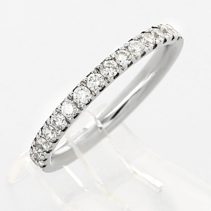 Alliance mariage serti grains diamants 0,35 carat-or 18 carats