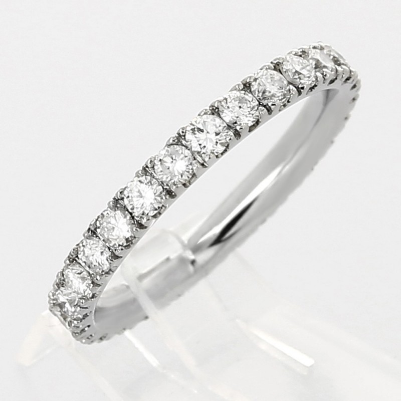 Alliance mariage tour complet serti mini-griffes diamants 1,08 carat-or 18 carats