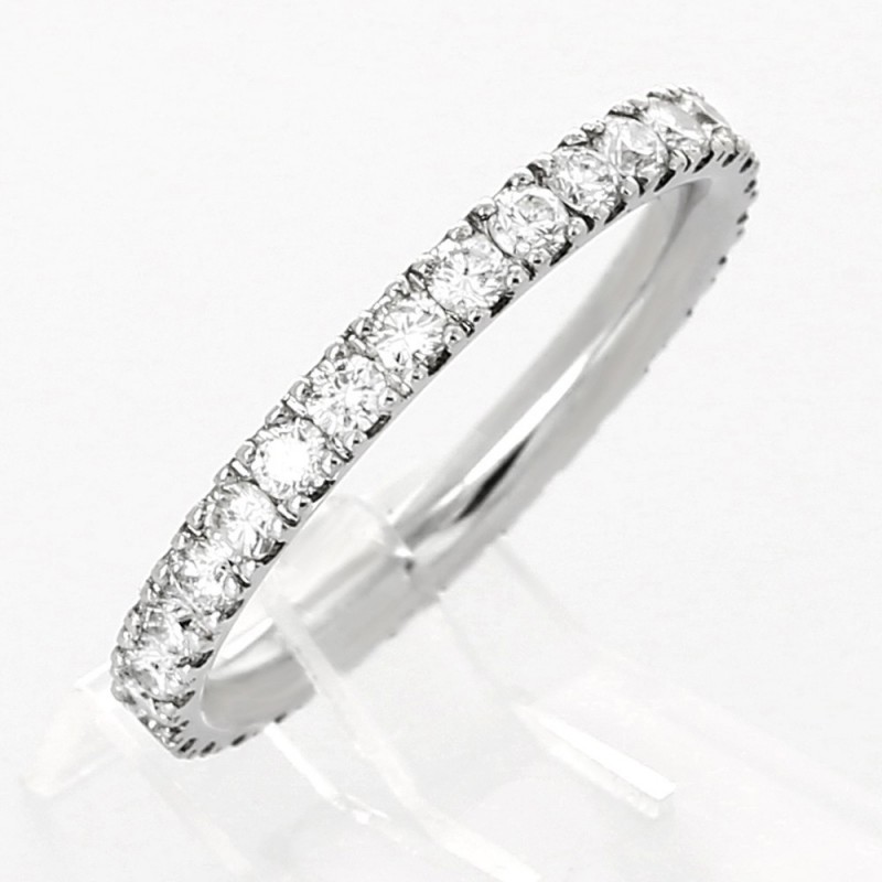 Alliance mariage tour complet serti mini-griffes diamants 1,01 carat-or 18 carats