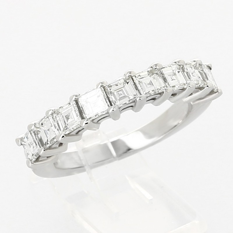 Alliance Femme or et diamants Anne, demi tour serti griffe 9 diamants Asscher cut  pour 1,89ct - or 18 carats