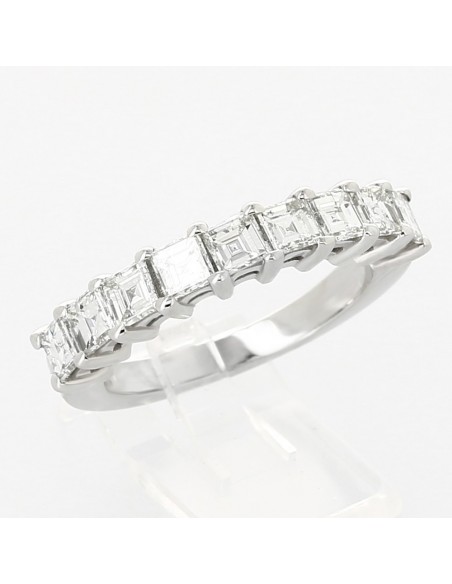 Alliance Femme or et diamants Anne, demi tour serti griffe 9 diamants Asscher cut  pour 1,89ct - or 18 carats
