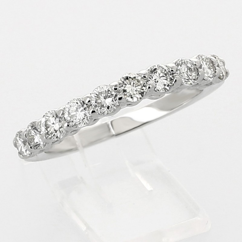 Alliance mariage demi tour serti griffes diamants 1,10 carat-or 18 carats