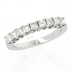 Alliance Femme or et diamants Princesse. Demi tour diamants taille princesse pour 1 carat - or 18 carats
