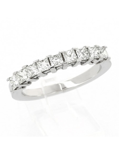 Alliance Femme or et diamants Princesse. Demi tour diamants taille princesse pour 1 carat - or 18 carats