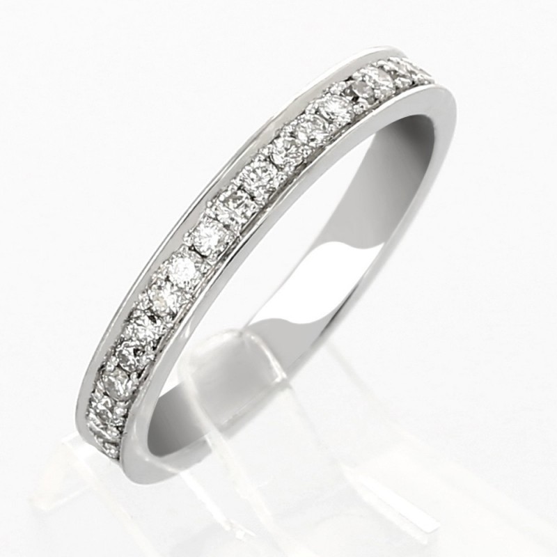 Alliance mariage 3/4 serti grains illusion rail diamants 0,29 carat-or 18 carats