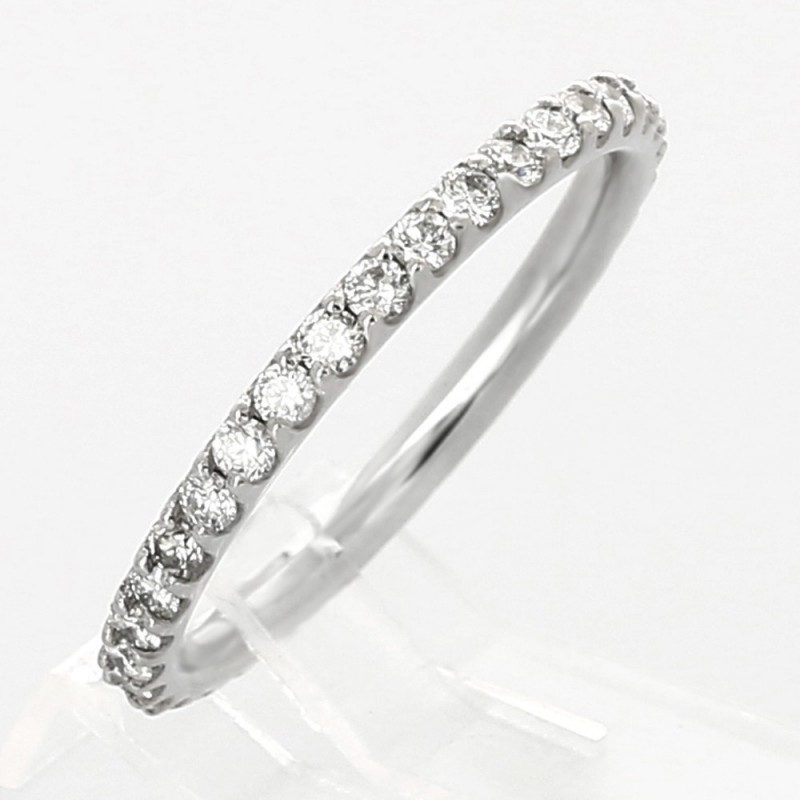Alliance mariage tour complet serti 2 griffes diamants 0,61 carat-or 18 carats