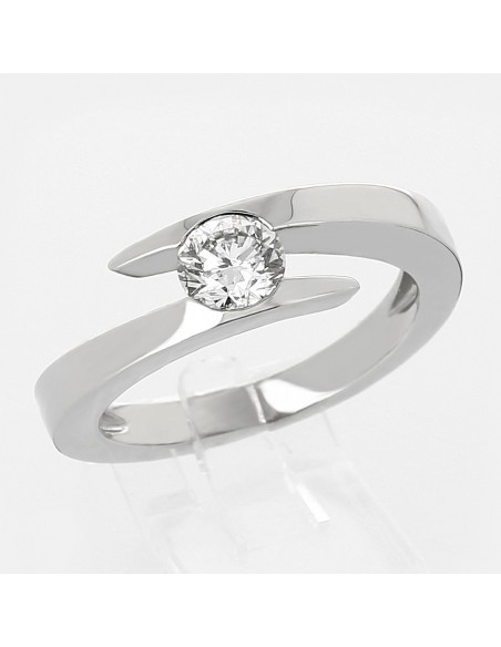 Solitaire or et diamant Jeanne 0,40ct, modèle ajouré contemporain serti demi clos - en or 18 carats