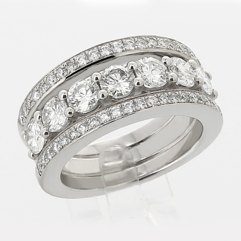 Bague or et diamants Isabella. 3 anneaux sertis de diamants - or 18 carats