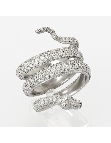 Bague or et diamants Serpentine. entièrement pavée de diamants - or 18 carats