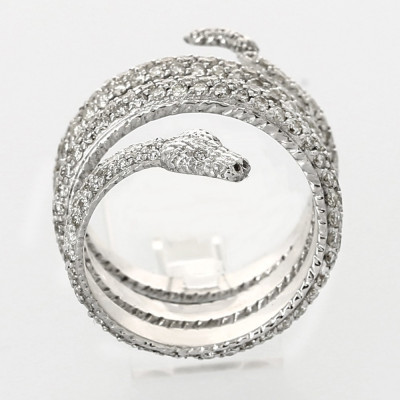 Bague or et diamants Serpentine. entièrement pavée de diamants - or 18 carats 2