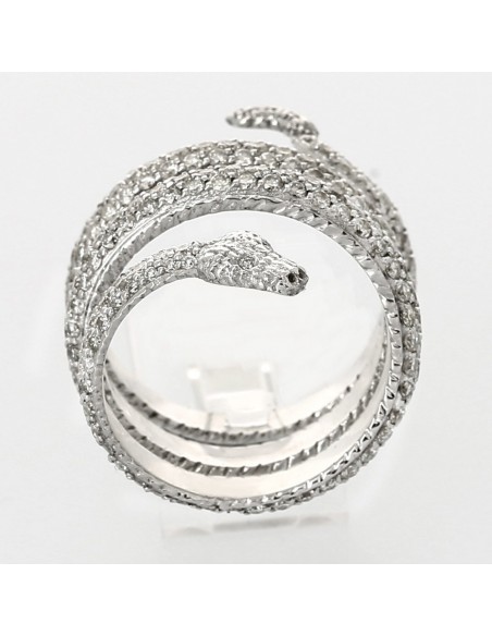 Bague or et diamants Serpentine. entièrement pavée de diamants - or 18 carats