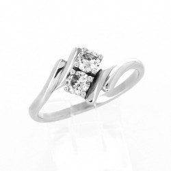 Bague toi et moi mouvement croisé sertissage griffe diamant 0,36 carat au total - or 18 carats