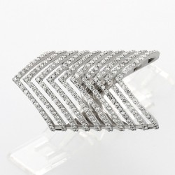 Bague or et diamants Plume. Modèle multi rangs pavés de diamants - or 18 carats 2