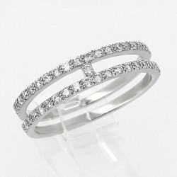 Bague or et diamants Daphné. Deux anneaux reliés sertis de diamants - or 18 carats