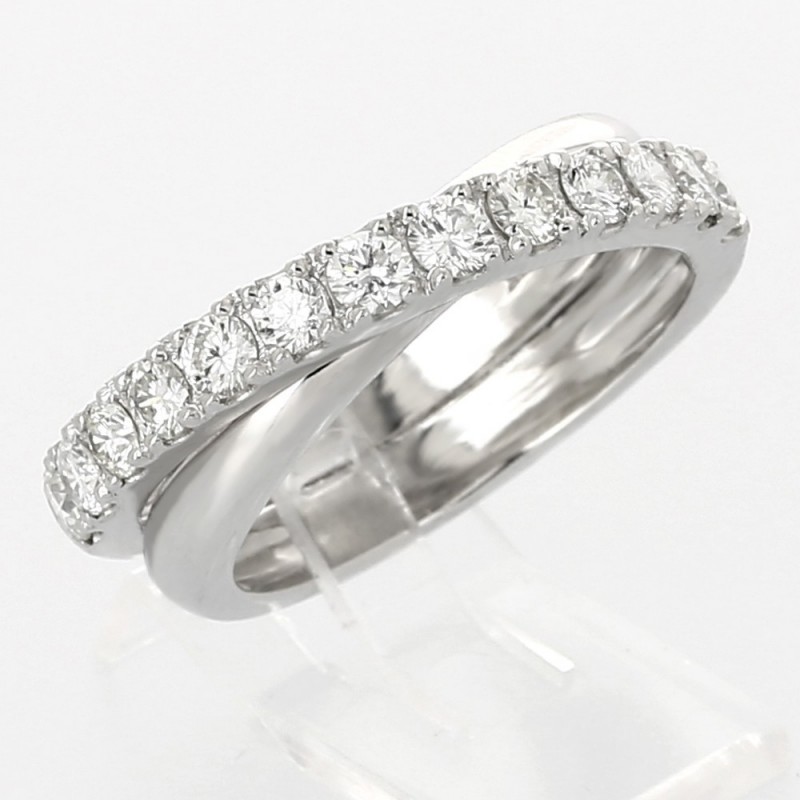 Bague or et diamants Ellipse PM. 2 anneaux entrelacés dont un serti de diamants - or 18 carats