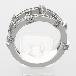 Bague or et diamants Lace. Liens enlacés pavés de diamants - or 18 carats 2