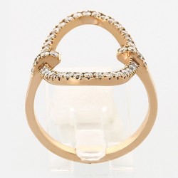 Bague or et diamants Œuf. Motif ovale avec pavage mini griffes 42 diamants - or 18 carats 2