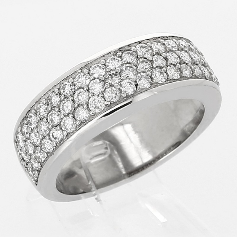 Bague pavée de diamants - 3 rangs diamants - pavage 1,08 carat - or 18 ct Bague pavée de diamants - 3 rangs diamants - pavage 1,08 carat - or 18 ct