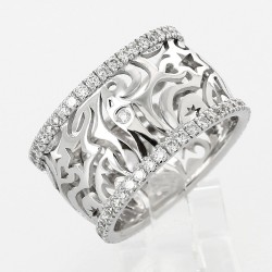 Bague or et diamants Arabesques. Deux anneaux tour complet de diamants - or 18 carats