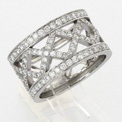 Bague or et diamants Croisillons pavés de 0,74 ct de diamants en serti grains - or 18 carats