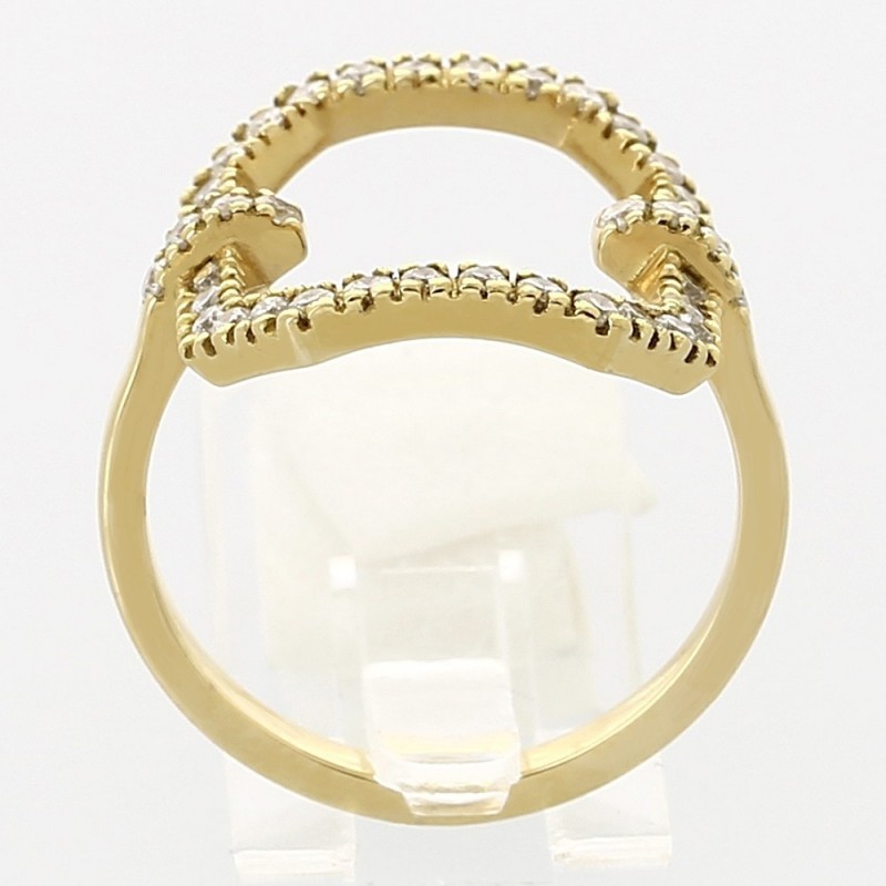 Bague or et diamants Rectangle. Ajourée sertie de 40 diamants - or 18 carats