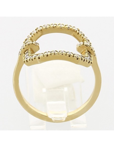 Bague or et diamants Rectangle. Ajourée sertie de 40 diamants - or 18 carats