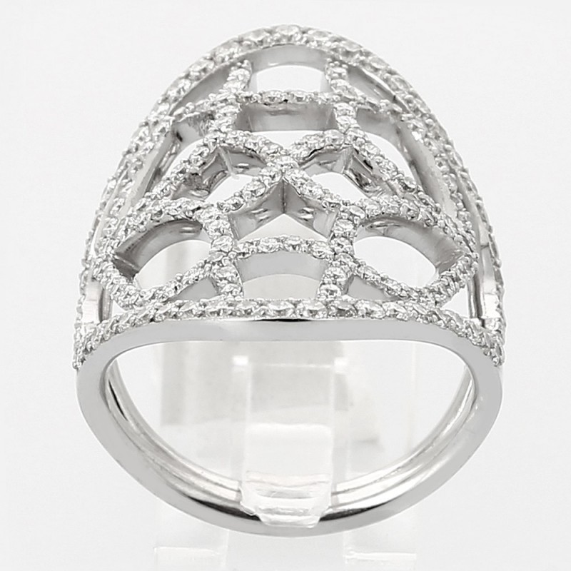 Bague or et diamants Dentelle PM. Pavée de 157 diamants - or 18 carats