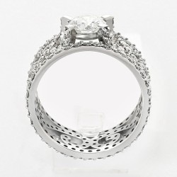 Solitaire or diamants Floriane. Modèle corps dentelle large pavée de diamants - or 18 carats 2