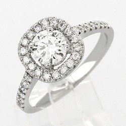 Solitaire or et diamants Kelly 0,70ct. Bague de forme coussin - or 18 carats