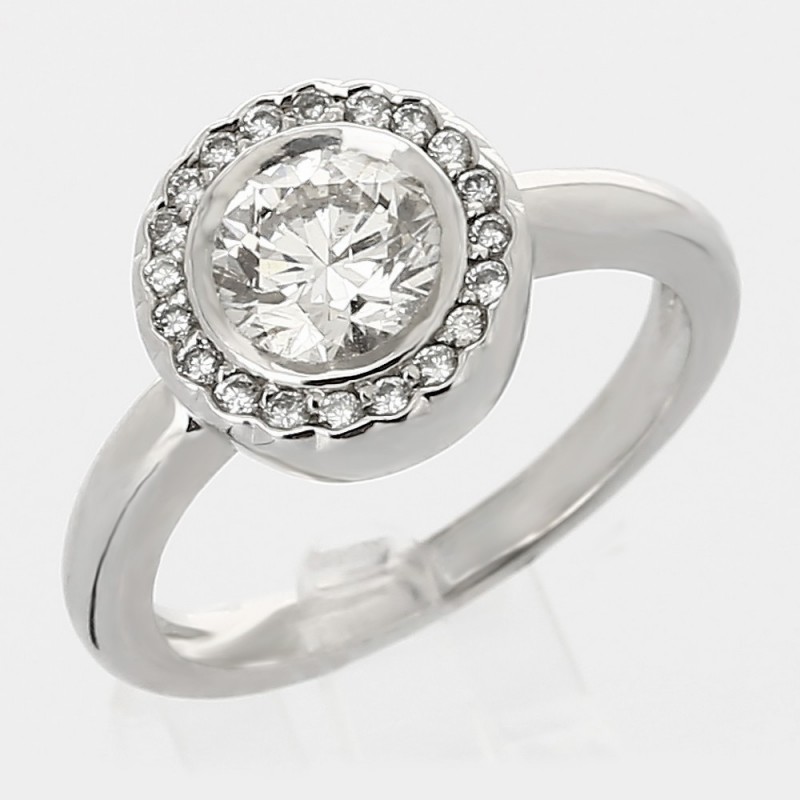Solitaire entourage diamant rond 1,00 ct - or 18 carats Solitaire entourage diamant rond 1,00 ct - or 18 carats