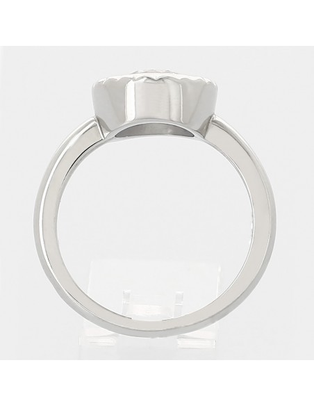 Solitaire or et diamants Melody. Diamant de 1,15 ct en serti clos et entourage - or 18 carats