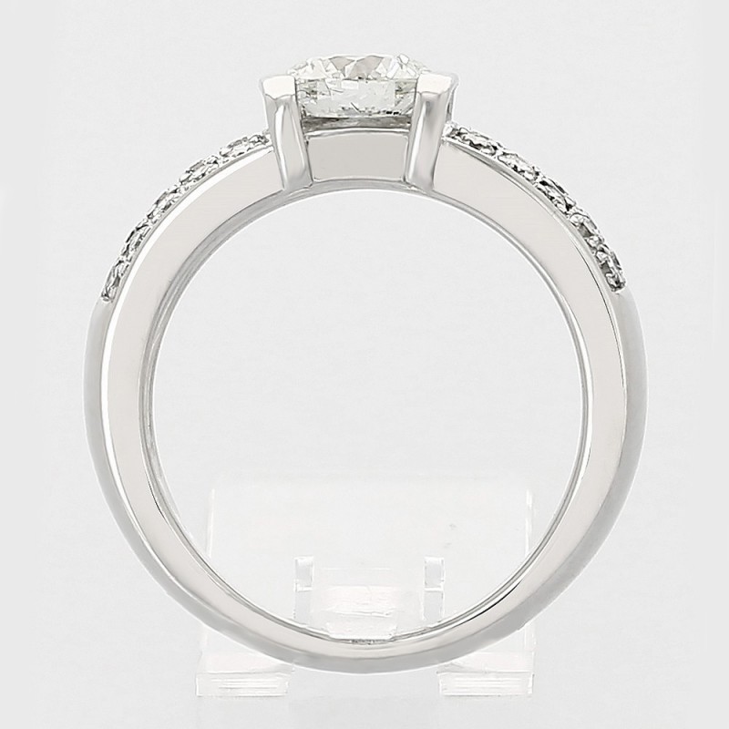 Solitaire or et diamants Florence, pavé avec 1 diamant rond serti demi clos 0,70 ct - or 18 carats